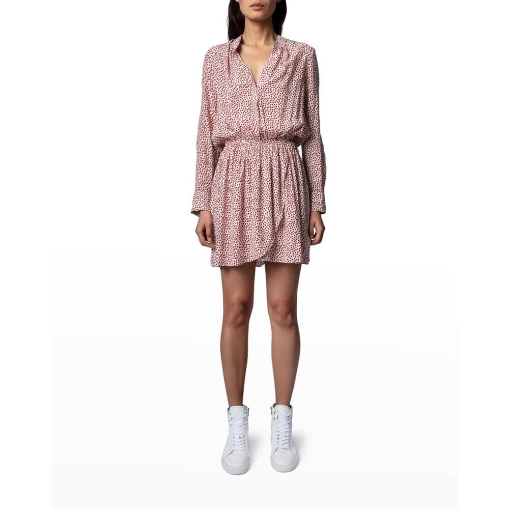 Zadig & Voltaire Rinka Red Heart Print Mini Dress Small